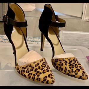 🔥SALE🔥Pointed toe faux no hair animal print heel with ankle strap